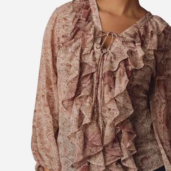 Brand New By Anthropologie Long-Sleeve Ruffled Blouse - Picture 9 of 15